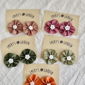 Set of 2 Ribbon Flower Hair Clips for toddlers and girls: Earthy Color Collection