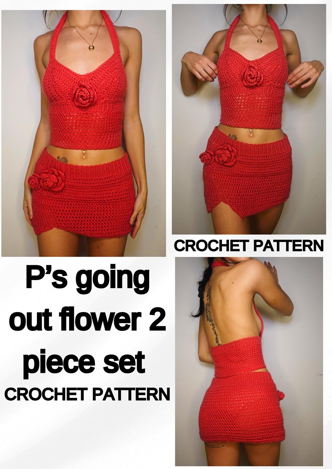 Crochet 2 Piece Matching Skirt Set PATTERN ONLY. Crochet Set, Crochet ...