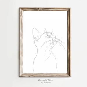 Cat Line Art | Digital wall art | Printable wall art | Digital download