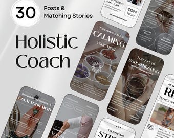 Holistic Coach Posts and Matching Stories, Instagram Templates Health Coach, Wellness Coach Instagram, Holistic Coach Instagram Branding