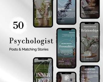 Psychologist Instagram Posts & Stories | Psychologist Templates | Counseling Content | Mental Health Social Media Templates for Psychologist