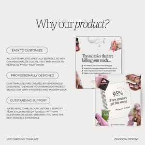UGC Carousel Instagram Templates | 50 Carousel Posts | Canva Templates for UGC Creators & Content Creators image 5