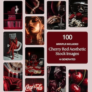 Cherry Red Aesthetic Stock Photo Bundle | Bold & Stylish Images | 100 High-Quality Stock Photos for Branding and Social Media