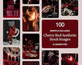 Lot de photos Esthétique Rouge Cerise | Images audacieuses et élégantes | 100 photos de grande qualité pour votre marque et vos réseaux sociaux