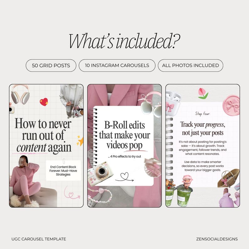 UGC Carousel Instagram Templates | 50 Carousel Posts | Canva Templates for UGC Creators & Content Creators image 3