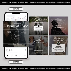 Couples Therapist Instagram Templates | Relationship Coaching Reels & Posts | Canva Templates for Therapists and Family Counseling image 6