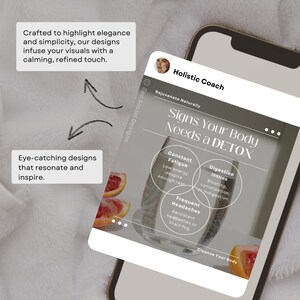 May include: A smartphone screen displaying a graphic with the text "Signs Your Body Needs a DETOX". The graphic shows three overlapping circles with the following text: "Constant Fatigue", "Digestive Issues", and "Frequent Headaches".