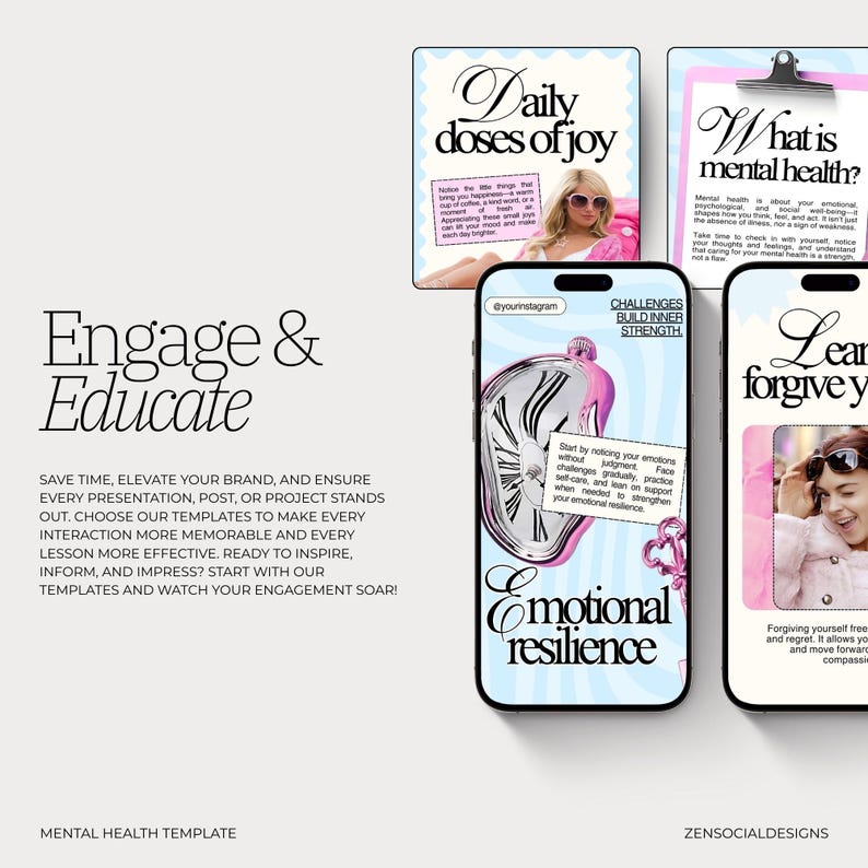 Mental Health Coach Instagram Templates | Therapy Social Media Posts ...