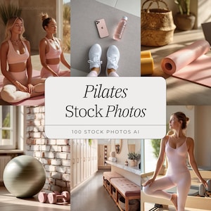 Pilates & Yoga Stock Photo Bundle | Wellness Images | 100 High-Quality AI Photos for Coaches and Content Creators