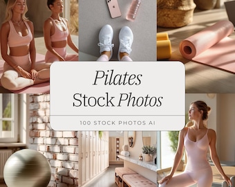 Pilates & Yoga Stock Foto Bündel | Wellness Bilder | 100 hochwertige KI-Fotos für Coaches und Ersteller von Inhalten