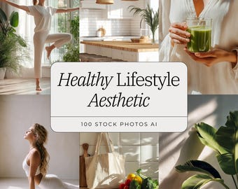 Colección de fotos de estilo de vida saludable / Imágenes limpias y tranquilas / 100 fotos de alta calidad para branding y redes sociales