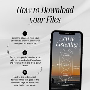 May include: A graphic illustration of active listening with the text "Active Listening" in a white box with a black outline. The graphic shows three circles with the text "Give Full Attention", "Reflect & Validate", and "Ask, Don't Assume". The background is a sunset over the ocean.