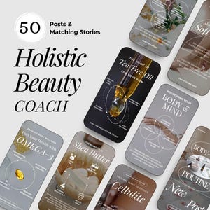 Holistic Beauty Coach Instagram Posts and Stories | Self-Care Social Media Templates | Customizable Beauty Content | Canva Templates