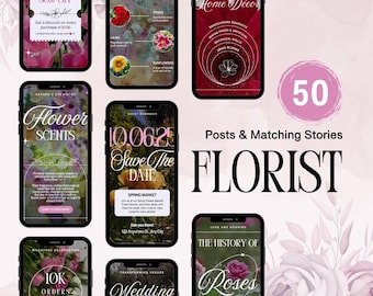 Florist Instagram Posts & Stories | Flower Shop Social Media Templates | Canva Branding for Florists and Floral Designers
