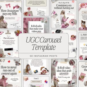 UGC Carousel Instagram Templates | 50 Carousel Posts | Canva Templates for UGC Creators & Content Creators