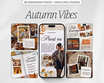 Autumn Vibes Instagram Templates | Cozy & Seasonal Posts and Stories | Canva Templates for Coaches and Lifestyle Brands