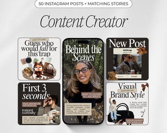 Content Creator Instagram Templates | 50 Posts & 50 Stories | Aesthetic Canva Templates for Creators and Influencers