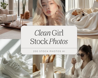 Pacote de fotos estéticas de Clean Girl | Imagens neutras e femininas | 200 fotos de alta qualidade para branding e mídias sociais