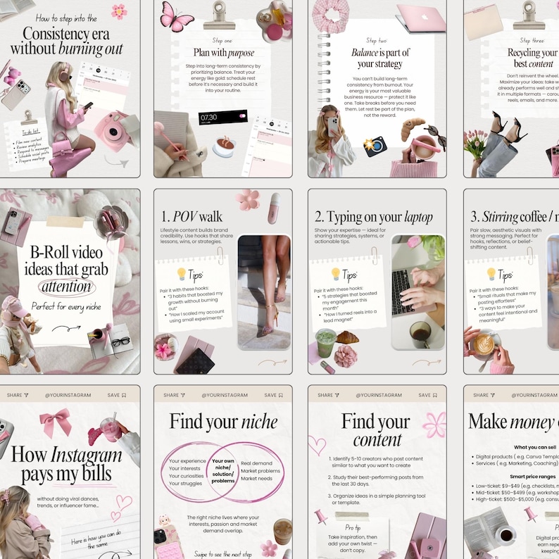 UGC Carousel Instagram Templates | 50 Carousel Posts | Canva Templates for UGC Creators & Content Creators image 2
