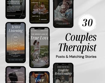 Couples Therapist Instagram Templates | Relationship Coaching Reels & Posts | Canva Templates for Therapists and Family Counseling