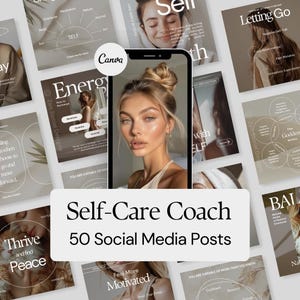 Self-Care Coach Instagram Posts | Wellness, Mindfulness, and Self-Love Social Media Templates | Growth & Mental Health Canva Designs