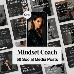 Modelli Instagram per Coach di Mentalità / Modelli per Coach di Vita / Post di Mentalità Positiva / Social Media di Auto-Miglioramento / Modelli di Coaching