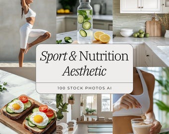 Paquete de fotos de stock de deporte y nutrición / Imágenes de estilo de vida y comida saludable / 100 fotos de stock de alta calidad para marcas de fitness y bienestar
