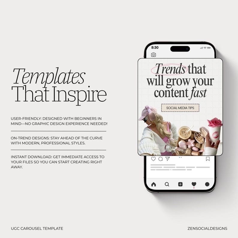 UGC Carousel Instagram Templates | 50 Carousel Posts | Canva Templates for UGC Creators & Content Creators image 7