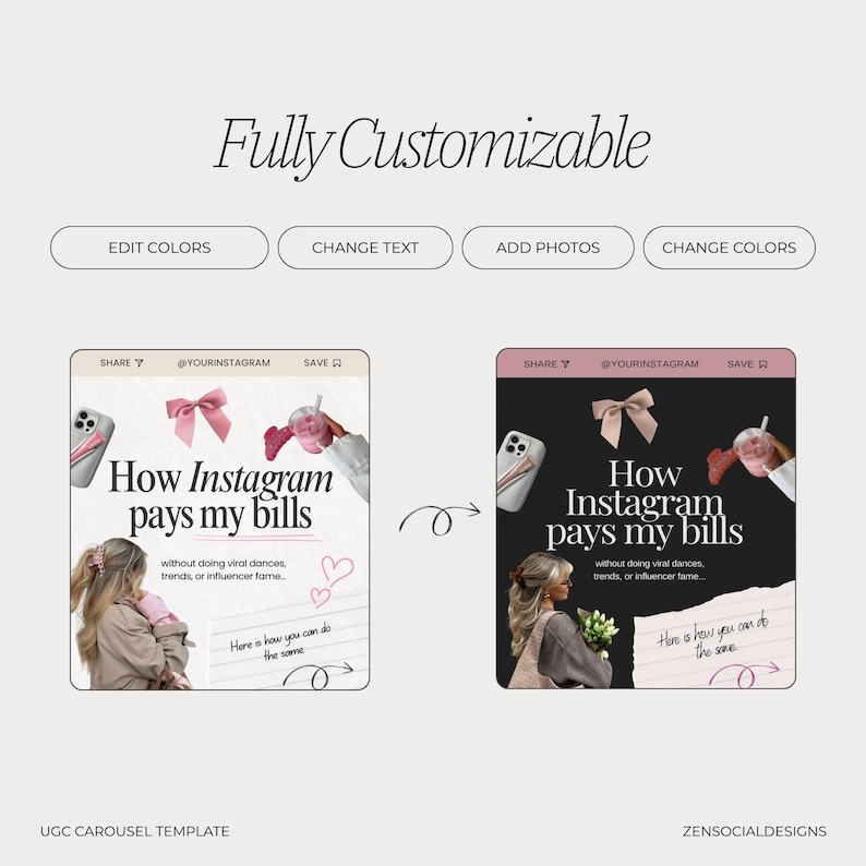 UGC Carousel Instagram Templates | 50 Carousel Posts | Canva Templates for UGC Creators & Content Creators image 6
