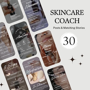 Skincare Coach Instagram Posts & Stories | Beauty Social Media Templates | Esthetician Content | Customizable Wellness Canva Templates
