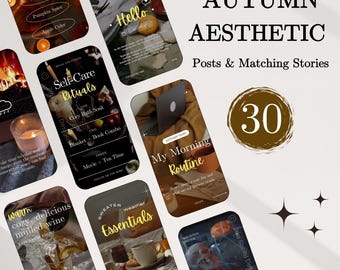 Autumn Aesthetics Instagram Posts & Stories | Fall Social Media Templates | Cozy Seasonal Content | Customizable Canva Templates