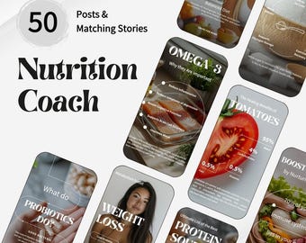 Nutrition Coach Instagram Templates | Health Coach Instagram Posts & Stories | Nutrition Social Media Templates | Dietitian Canva Templates