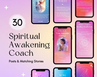 Plantillas de Instagram para coaches espirituales / Publicaciones e historias místicas / Diseños de Canva para coaches de despertar espiritual