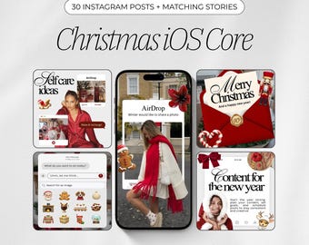 Christmas iOS Core Instagram Templates | Content Creator Posts & Stories | Aesthetic Social Media Manager Templates | Holiday UGC Instagram