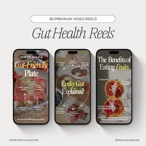 Gut Health Instagram Reels | Wellness & Nutrition Video Content | Canva Reels for Health Coaches and Nutrition Experts