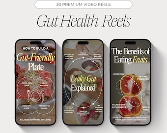 Gut Health Instagram Reels | Wellness & Nutrition Video Content | Canva Reels for Health Coaches and Nutrition Experts