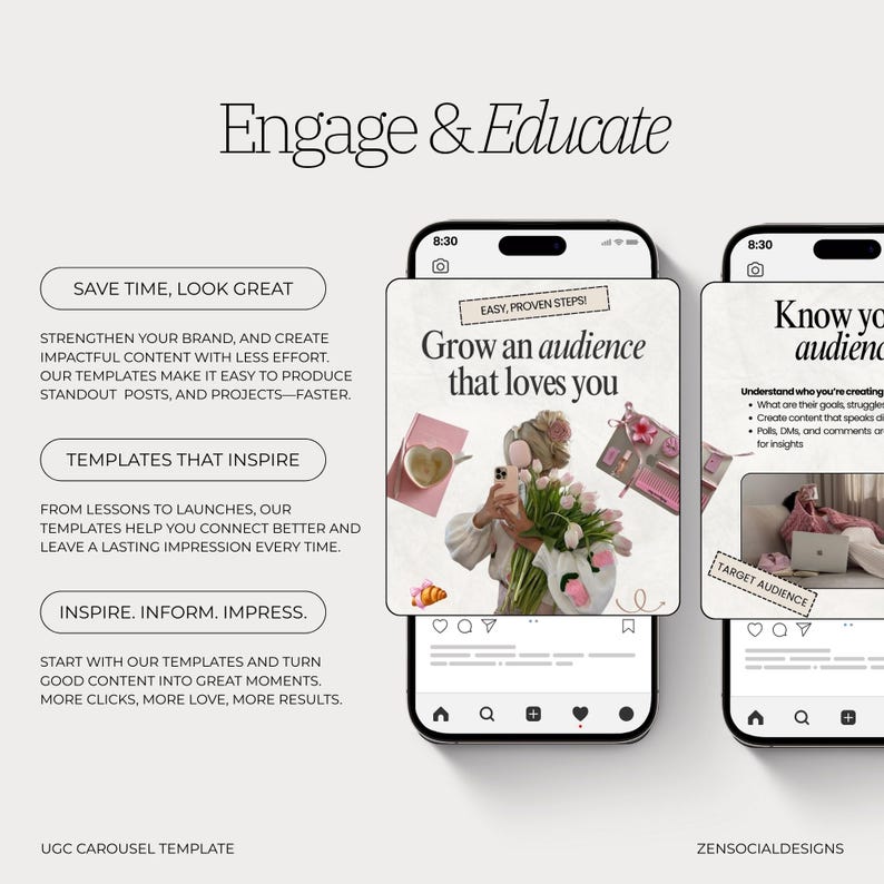 UGC Carousel Instagram Templates | 50 Carousel Posts | Canva Templates for UGC Creators & Content Creators image 8