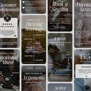 Couples Therapist Instagram Templates | Relationship Coaching Reels & Posts | Canva Templates for Therapists and Family Counseling image 2