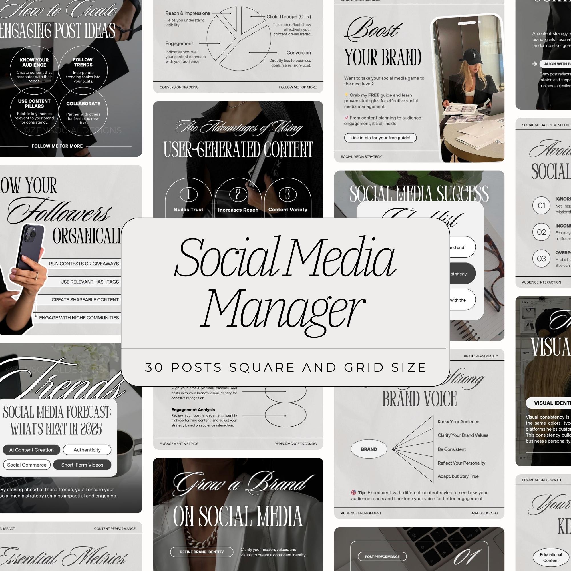 Social Media Manager Instagram Templates | Canva Templates for Content Creation | Instagram Branding Posts for Social Media Experts