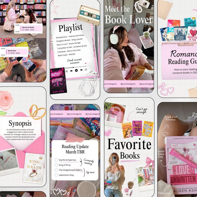 Bookstagram Instagram Templates | Bookstagram Posts & Stories | Aesthetic Canva Templates for Book Lovers, Readers and Content Creators image 3