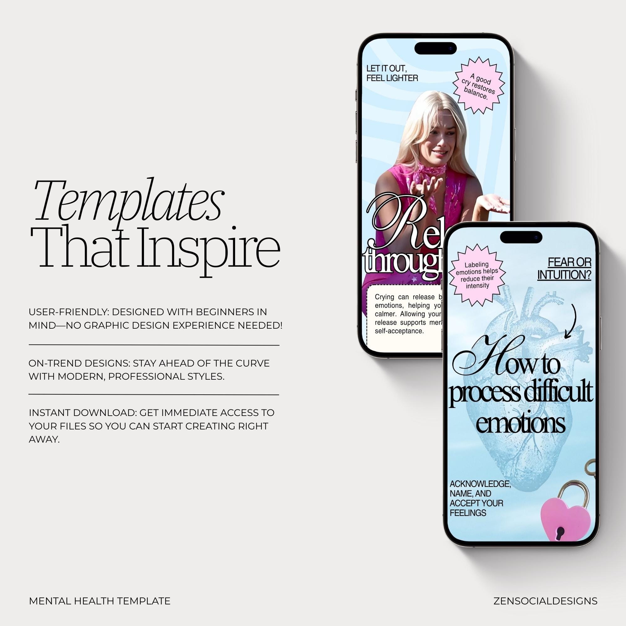 Mental Health Coach Instagram Templates | Therapy Social Media Posts ...