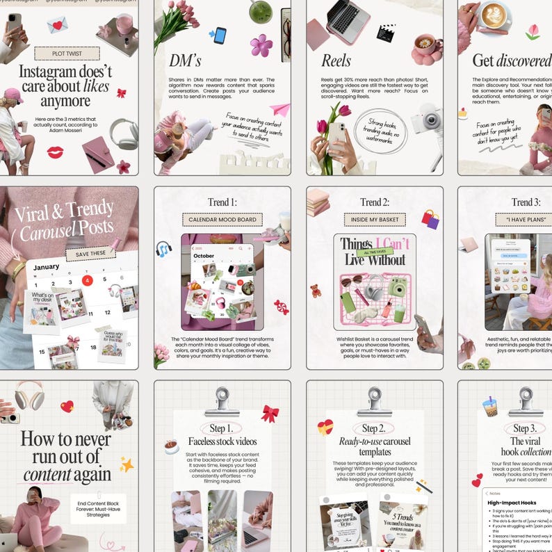 UGC Carousel Instagram Templates | 50 Carousel Posts | Canva Templates for UGC Creators & Content Creators image 4