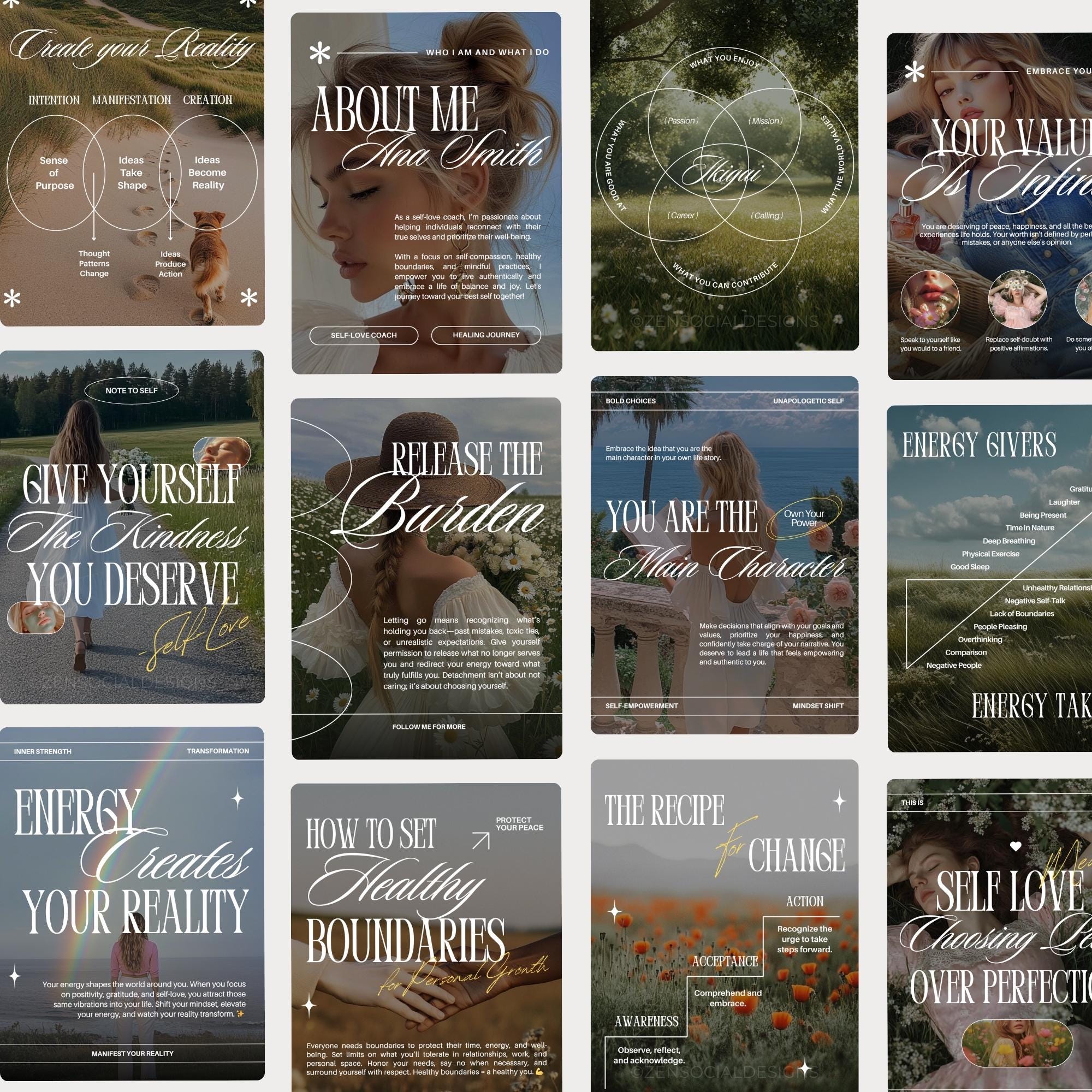 Self-love Coach Instagram Posts | Mindfulness & Confidence Templates ...