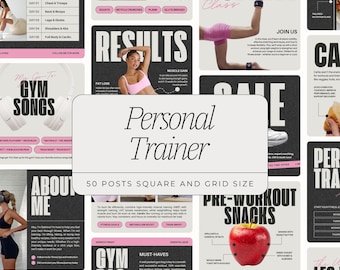 Personal Trainer Instagram Posts | Fitness & Wellness Templates | Workout, Health and Coaching Social Media Canva Designs