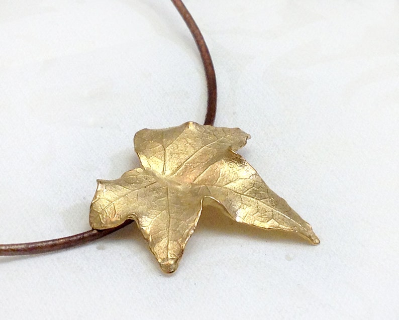 Ivy Leaf Pendant Gold on Brass Etsy