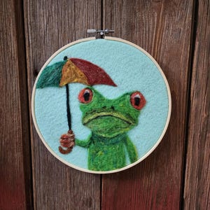 Needle Felted Frog Wall art