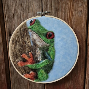 Needle Felted Frog Wall art