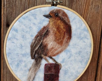 Needle Felted Bird Wall art