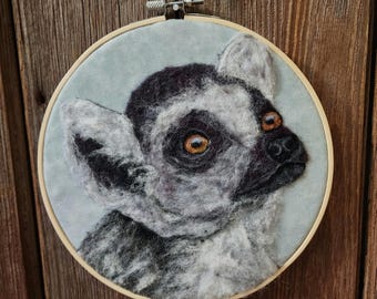 Needle Felted Lemur Wall art