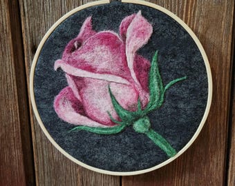 Needle felted Rose/Pink Wall Art
